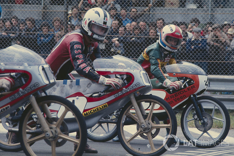 Angel Nieto, Bultaco 50cc, et Eugenio Lazzarini, Kreidler