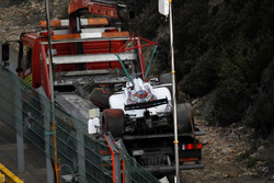 The crashed car of Felipe Massa, Williams FW40