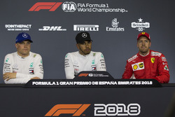 Valtteri Bottas, Mercedes-AMG F1, Lewis Hamilton, Mercedes-AMG F1 and Sebastian Vettel, Ferrari in the Press Conference