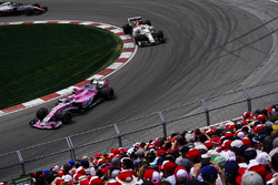 Sergio Perez, Force India VJM11, leads Charles Leclerc, Sauber C37
