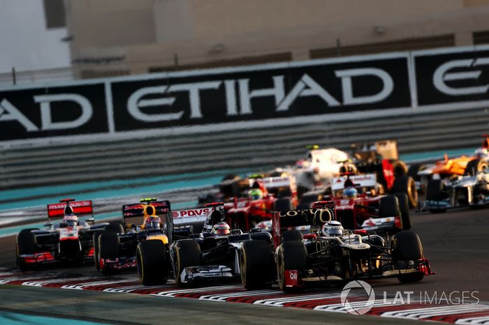 Kimi Raikkonen, Lotus E20 F1 Team, Pastor Maldonado, Williams FW34, Mark Webber, Red Bull Racing RB8, y Jenson Button, McLaren MP4-27