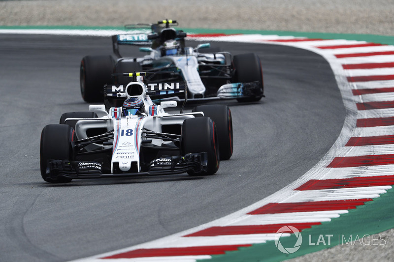Lance Stroll, Williams FW40, Valtteri Bottas, Mercedes AMG F1 W08