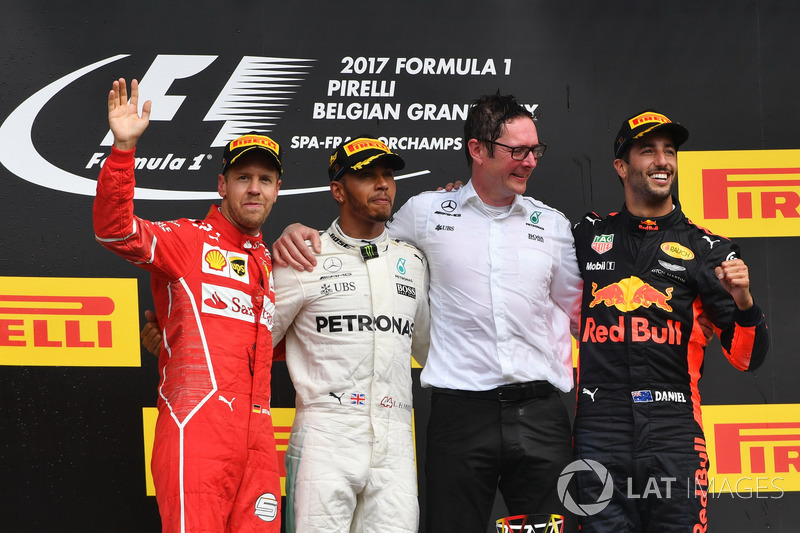 Belçika GP - Kazanan Lewis Hamilton, 2. Sebastian Vettel, 3. Daniel Ricciardo