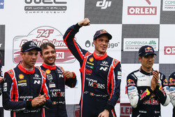 Podium: winners Thierry Neuville, Nicolas Gilsoul, Hyundai Motorsport, second place Hayden Paddon, Sebastian Marshall, Hyundai Motorsport, third place Sébastien Ogier, Julien Ingrassia, M-Sport