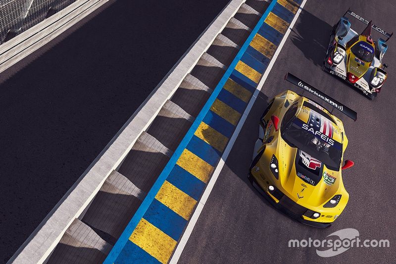 #63 Corvette Racing Corvette C7.R: Jordan Taylor, Nicky Catsburg, Alex Voss, Laurin Heinrich, #3 Rebellion Williams Esport Oreca 07 LMP2: Yifei Ye, Arthur Rougier, Isaac Price, Jack Keithley
