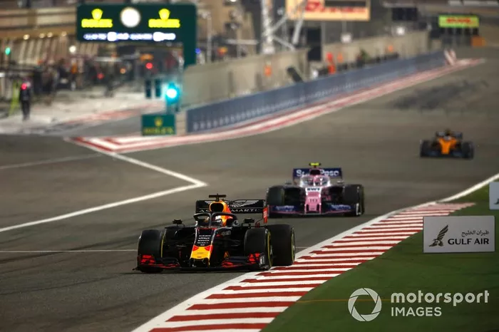 Max Verstappen, Red Bull Racing RB15, leads Lance Stroll, Racing Point RP19