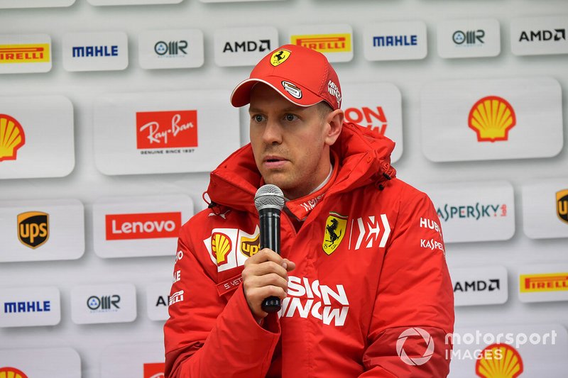 Sebastian Vettel, Ferrari talks with the media