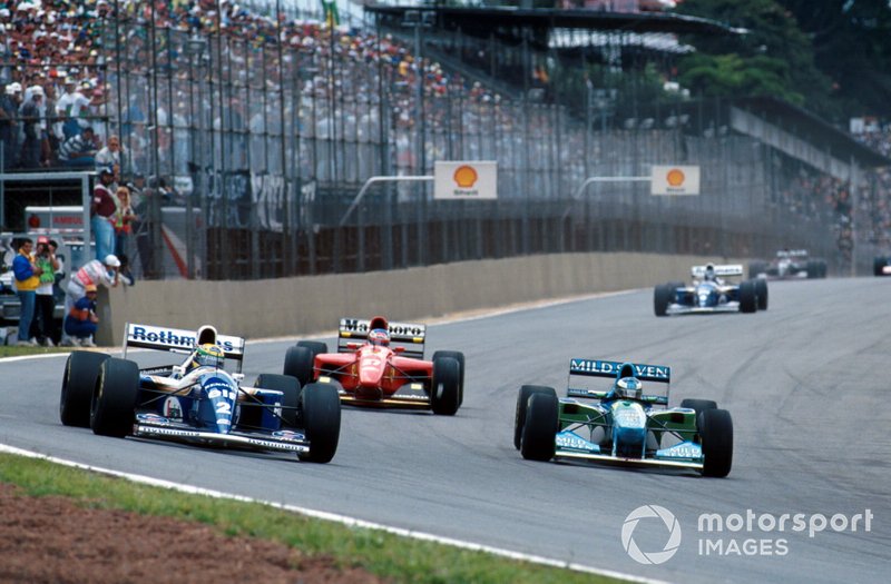 Ayrton Senna, Williams FW16; Michael Schumacher,  Benetton B194; Jean Alesi, Ferrari 412T1