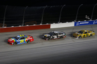 William Byron, Hendrick Motorsports, Chevrolet Camaro AXALTA Throwback, Ryan Newman, Richard Childress Racing, Chevrolet Camaro Caterpillar, and Jamie McMurray, Chip Ganassi Racing, Chevrolet Camaro McDonald's 50 Years of Big Mac