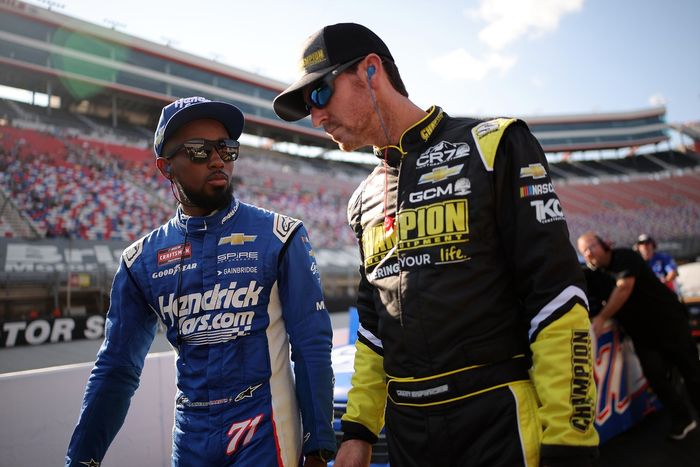 Rajah Caruth, Spire Motorsports Chevrolet, Grant Enfinger, CR7 Motorsports Chevrolet