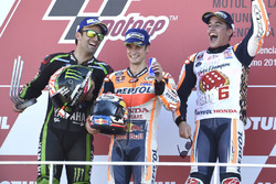 Podium: second place Johann Zarco, Monster Yamaha Tech 3, Race winner Dani Pedrosa, Repsol Honda Team, third place Marc Marquez, Repsol Honda Team
