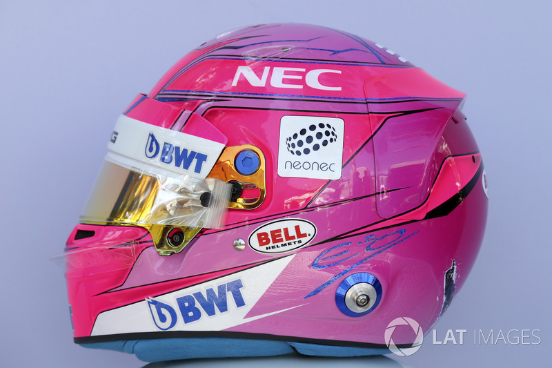 Le casque de Esteban Ocon, Force India F1