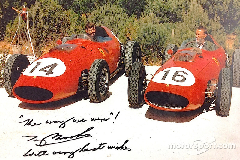 Tony Brooks and Dan Gurney in Ferrari 246 Dinos 1959