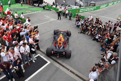 Max Verstappen, Red Bull Racing RB14 arrives in parc ferme