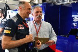 Franz Tost, Scuderia Toro Rosso Team Principal and Chase Carey, Chief Executive Officer and Executive Chairman of the Formula One Group in the garage