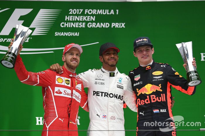 2017: 1. Lewis Hamilton, 2. Sebastian Vettel, 3. Max Verstappen