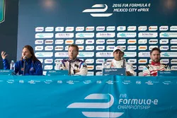 Simona de Silvestro, Amlin Andretti Formula E, Sam Bird, DS Virgin Racing Formula E Team, Salvador Durán, Team Aguri e Nick Heidfeld, Mahindra Racing durante la conferenza stampa della Formula E