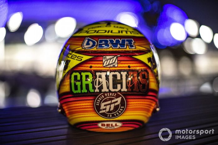 Casco de Sergio Pérez, Racing Point, edición especial