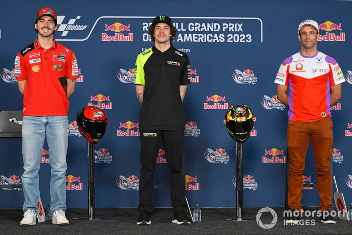 Francesco Bagnaia, Equipo Ducati, Marco Bezzecchi, VR46 Racing Team, Johann Zarco, Pramac Racing