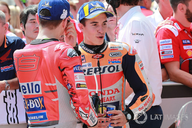 Pole sitter Marc Marquez, Repsol Honda Team, third place Jorge Lorenzo, Ducati Team