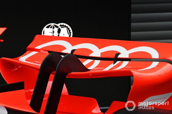 El alerón trasero del concept de un coche de F1 que presentó Audi