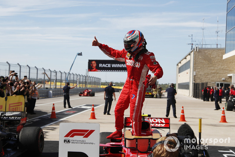 Race winner Kimi Raikkonen, Ferrari celebrates in Parc Ferme