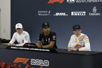 Valtteri Bottas, Mercedes AMG F1, Lewis Hamilton, Mercedes AMG F1 and Max Verstappen, Red Bull Racing in the Press Conference