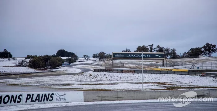 Symmons Plains covered in snow
