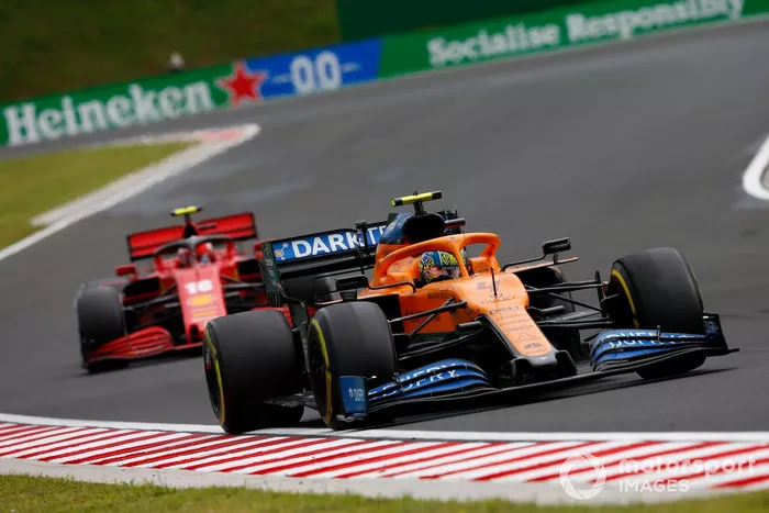 Lando Norris, McLaren MCL35, Charles Leclerc, Ferrari SF1000