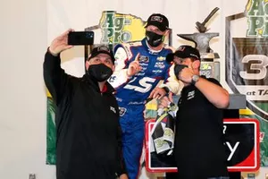 Jeb Burton, Kaulig Racing, Chevrolet Camaro LS Tractors celebrates in victory lane