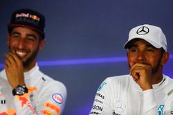 Press conference: race winner Lewis Hamilton, Mercedes AMG F1, second place Daniel Ricciardo, Red Bull Racing, third place Valtteri Bottas, Mercedes AMG F1