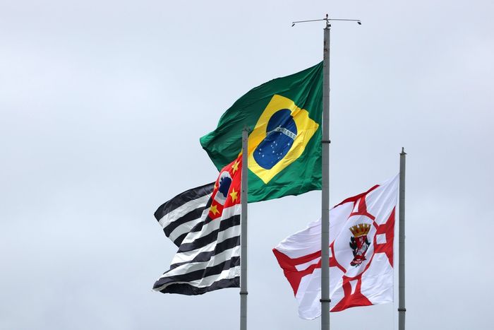 The flags of Brazil and the state and city of Sao Paulo