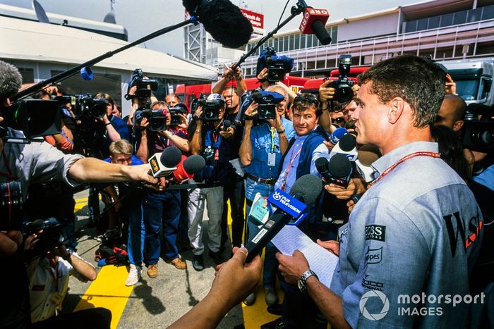David Coulthard, McLaren speaks to the media