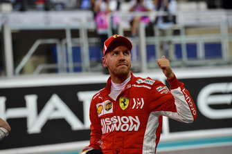 Sebastian Vettel, Ferrari, festeggia nel parco chiuso