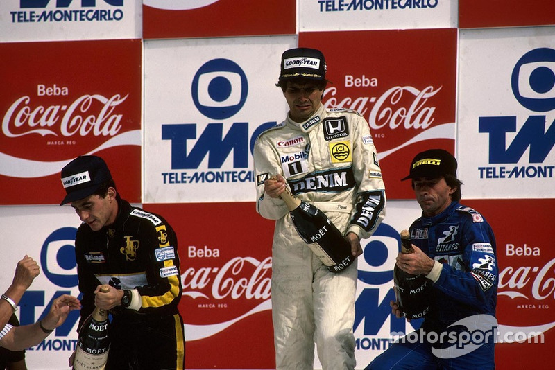 1986. Жакарепагуа. Подіум: 1. Несон Піке, Williams Honda. 2. Айртон Сенна, Lotus Renault. 3. Жак Лаффіт, Ligier Renault