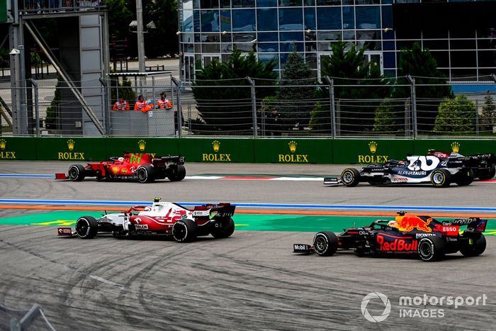 Antonio Giovinazzi, Alfa Romeo Racing C41, Max Verstappen, Red Bull Racing RB16B,  Charles Leclerc, Ferrari SF21, Yuki Tsunoda, AlphaTauri AT02,  Valtteri Bottas, Mercedes W12