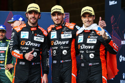 Podium du LMP2 : les vainqueurs #26 G-Drive Racing Oreca 07: Roman Rusinov, Jean-Eric Vergne, Andrea Pizzitola