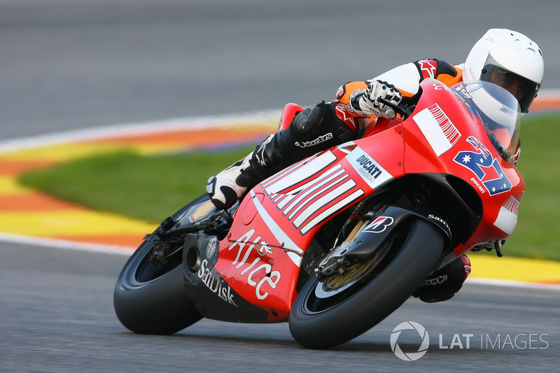 Michael Schumacher auf der MotoGP-Ducati von Casey Stoner