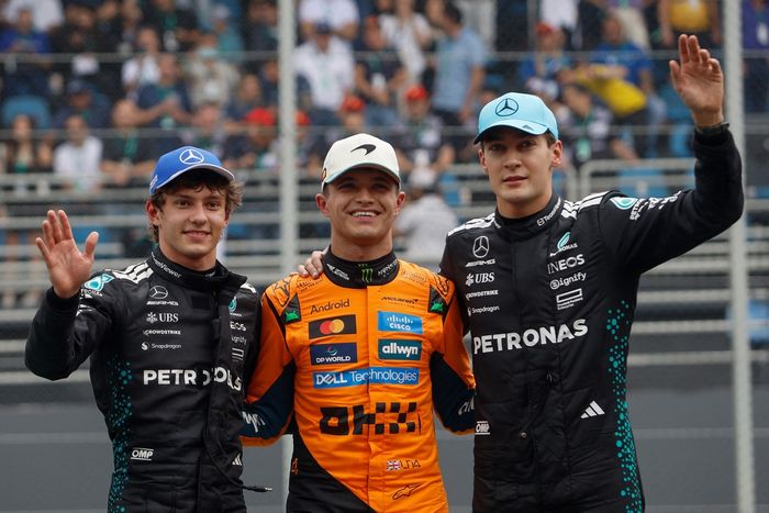 Lando Norris, McLaren, George Russell, Mercedes