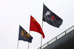 The FIA, Chinese and Formula 1 flags on display