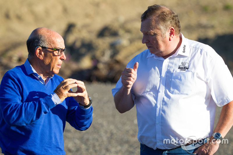 Carmelo Ezpeleta, CEO Dorna Sports dan Timo Pohjola, KymiRing Project Manager