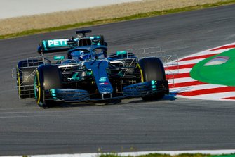 Valtteri Bottas, Mercedes AMG F1 W10, met aerodynamische meetapparatuur