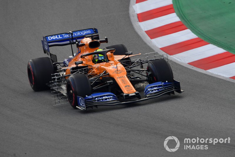 Lando Norris, McLaren MCL34 with aero sensors
