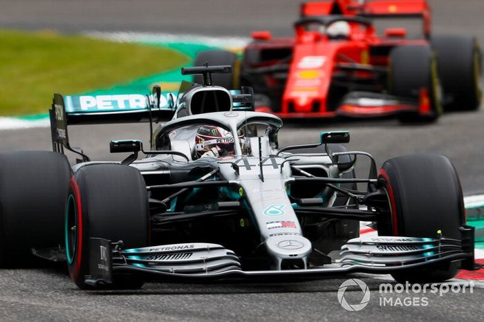 Lewis Hamilton, Mercedes AMG F1 W10,  Sebastian Vettel, Ferrari SF90