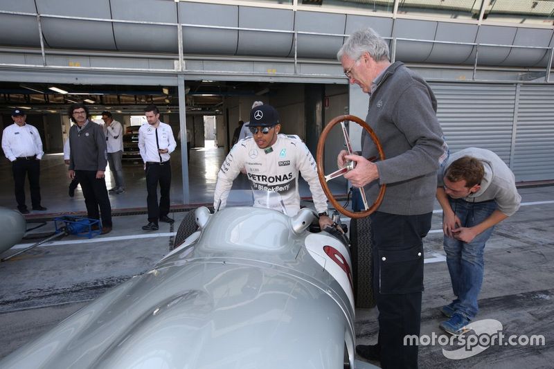 Lewis Hamilton y Sir Stirling Moss en Monza