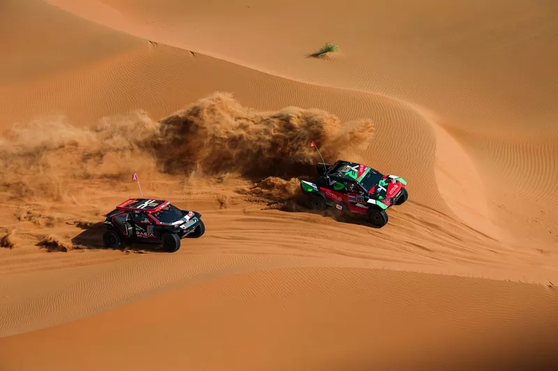 #201 Overdrive Racing Toyota: Yazeed Al Rajhi, Timo Gottschalk, #200 The Dacia Sandriders Dacia: Nasser Al-Attiyah, Boulanger Edouard