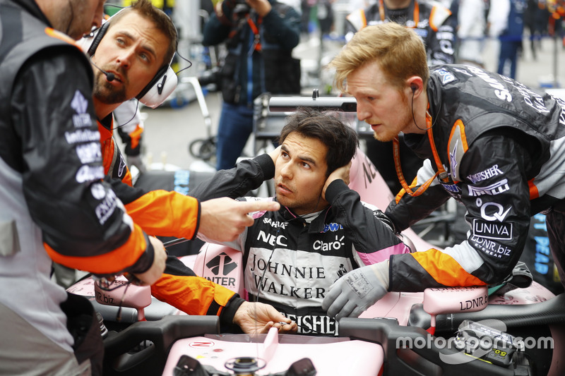 Sergio Perez, Force India, on the grid