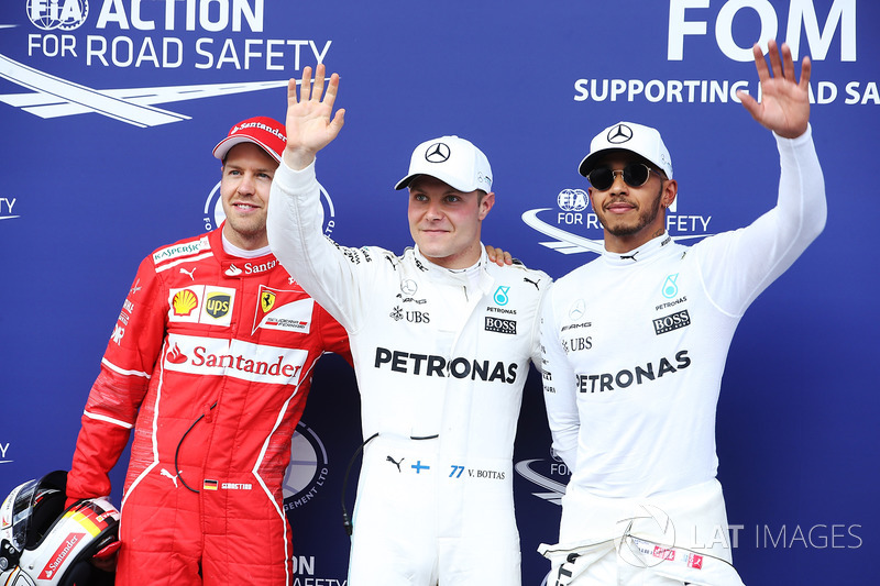 Sıralama turları ilk 3 Pole: Valtteri Bottas, Mercedes AMG F1, 2. Sebastian Vettel, Ferrari, 3. Lewis Hamilton, Mercedes AMG F1