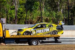 The crashed car of Lee Holdsworth, Team 18 Holden