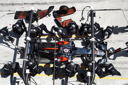 Jenson Button, McLaren MP4-31, pit action